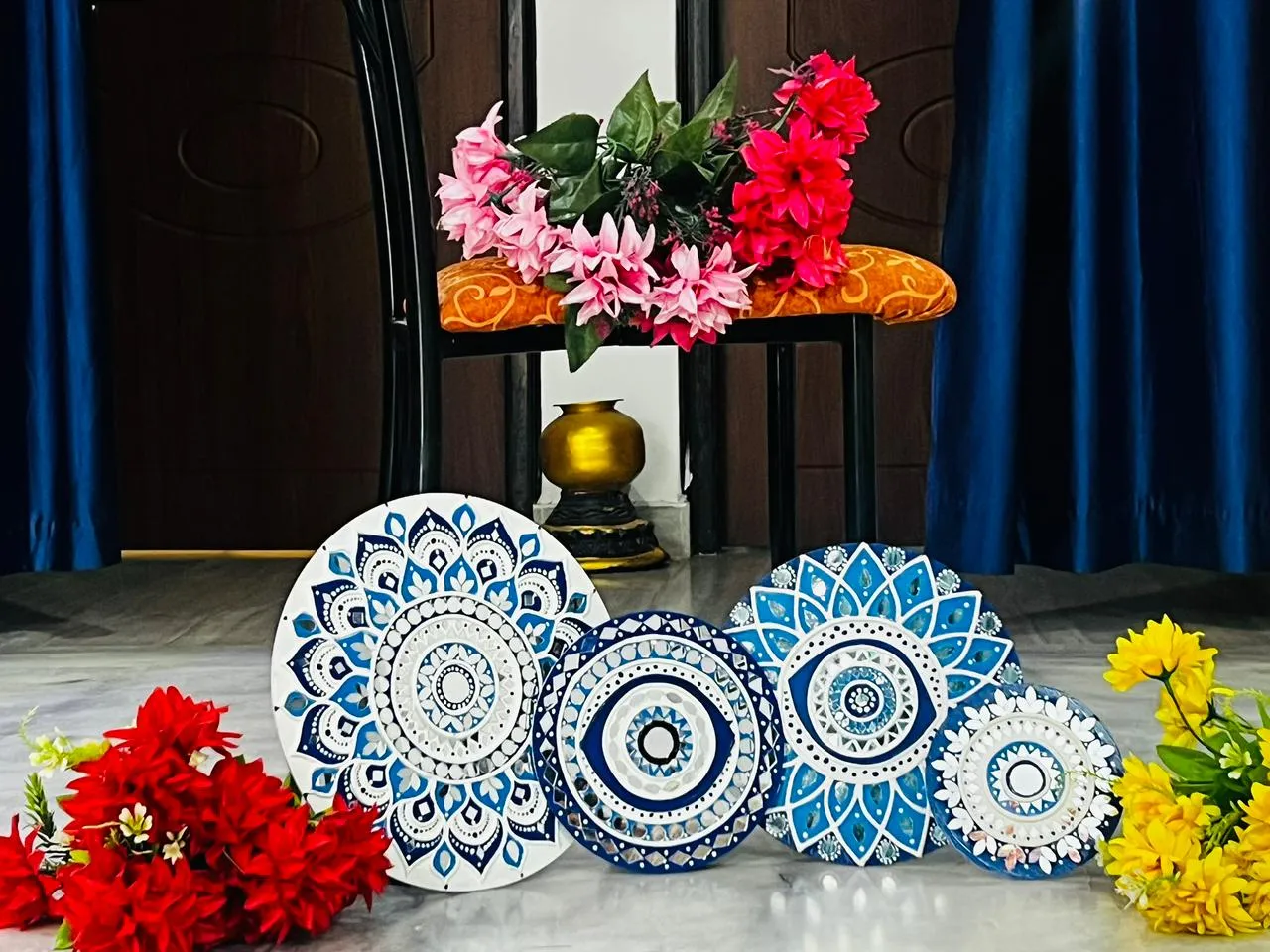 Blue Evil Eye Lippan Art Wall Decor (set of 4)