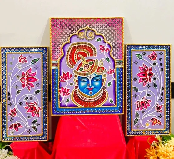 Shreenath ji Handcrafted Lippan Art Wall Decor (set of 3)