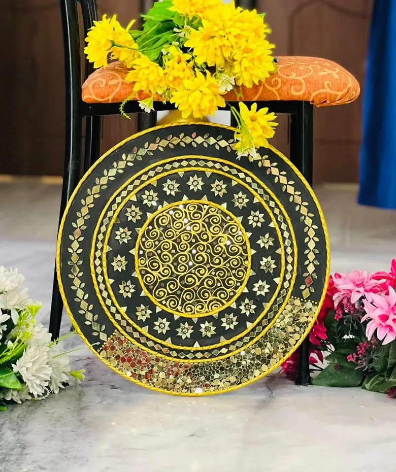 Royal Black & Gold Mandala Lippan Art